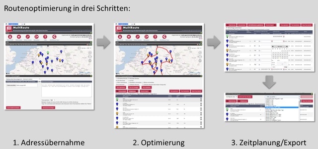 So einfach geht die Routenplanung für mehrere Adressen mit MultiRoute! Routenoptimierung mit MultiRoute in drei Schritten