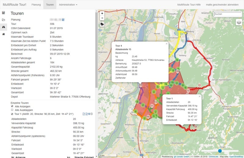 Mit MultiRoute Tour! verteilen Sie Ihre Fahrzeuge automatisch auf mehrere optimale Touren. Mit MultiRoute Tour! verteilen Sie Ihre Fahrzeuge automatisch auf mehrere optimale Touren.